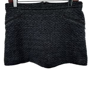 Marine Layer Quilted A-Line Skirt Zip Pockets Cotton Mini Dark Gray Small